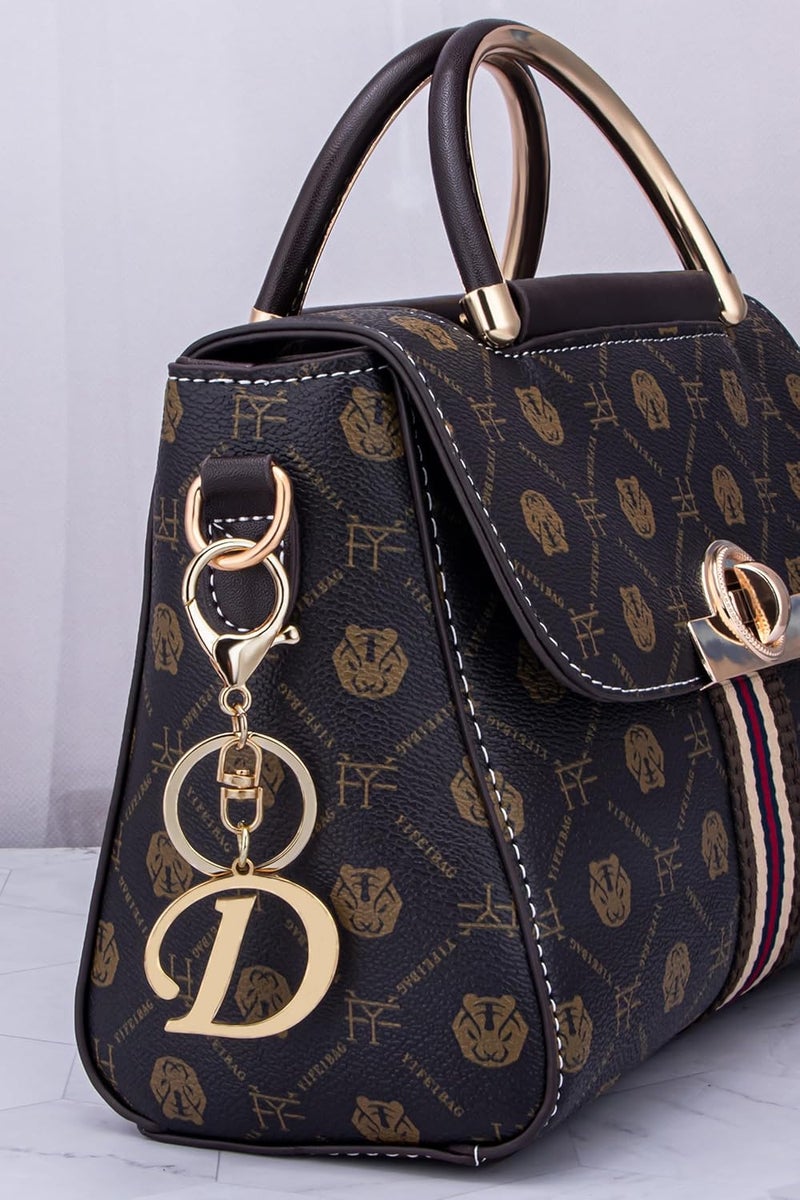 Suweibuke Cute Stainless Steel Gold Initial Letter Keychain for Women Girl, Charms for Key Handbag Backpack Bag, Personalized Gift - Image 4
